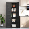 71" Tall Kitchen Pantry Storage Cabinet,Black Metal Storage Cabinets with Doors and Adjustable Shelves,5 Tier Kitchen Cupboard for Dining Room Office Bathroom