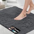 GORILLA GRIP Bath Rug Mat, Soft Absorbent Chenille, Quick Dry Microfiber Mats, Rubber Backing Washable Shower Floor Rugs, Bathmat Runner, US Designed Bathroom Home Decor Accessories 24x17, Charcoal