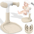 Baby Shower Stand, No-Assembly Baby Bath Stand with Enlarged Anti-Slip Base, Foldable Toddler Shower Standing Support, Soporte para Bañera de Bebe, Ideal Gift for Infant 6–36 Months (Brown)