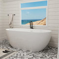 70" Acrylic Freestanding Bathtub, Double Ended Free Standing Tub, Soaking Tub with Integrated Slotted Overflow, Toe-Tap Chrome Drain, cUPC Certified, Glossy White