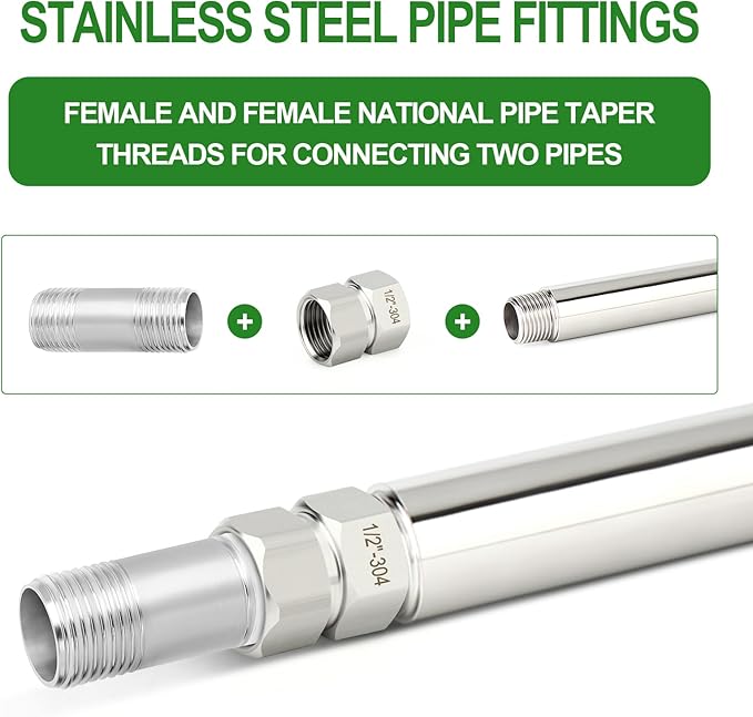 TAISHER 5PCS 304 Stainless Steel Flexible Movable Connector, 1/2" NPT Female for Sprayer, 32MM Length, Angled Valve, Shower Arm