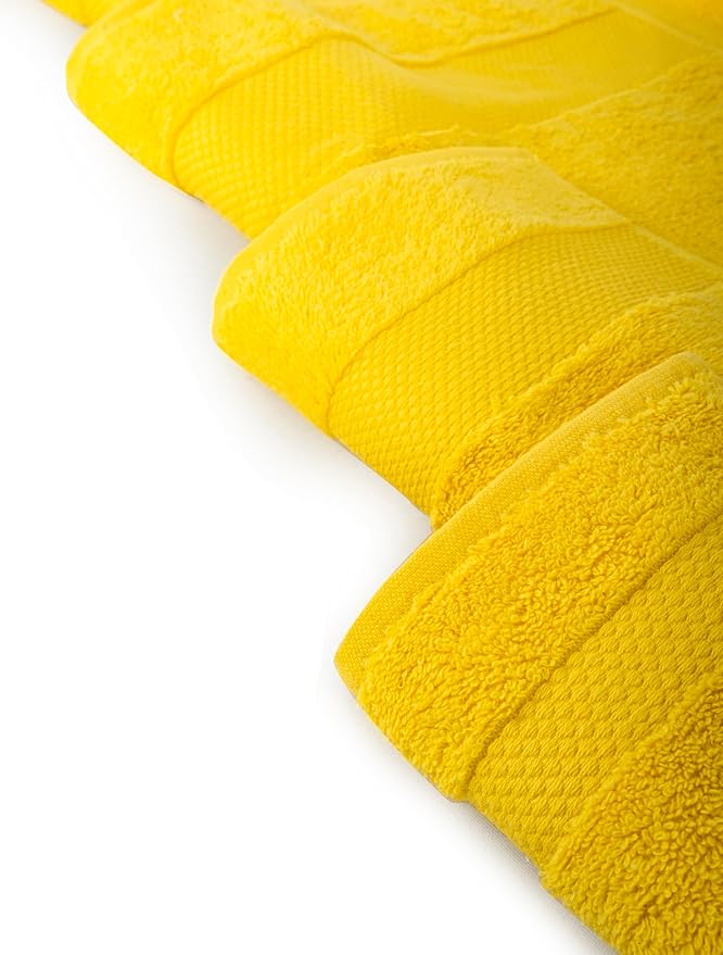 Hencely 18-Piece Bath Towel Set - High Absorbency, Quick Drying - 100% Soft Turkish Cotton - 6 Bath Towels, 6 Hand Towels, 6 Washcloths - for Bathroom, Home, Hotel, Spa, and Gym - 18-Pack Yellow