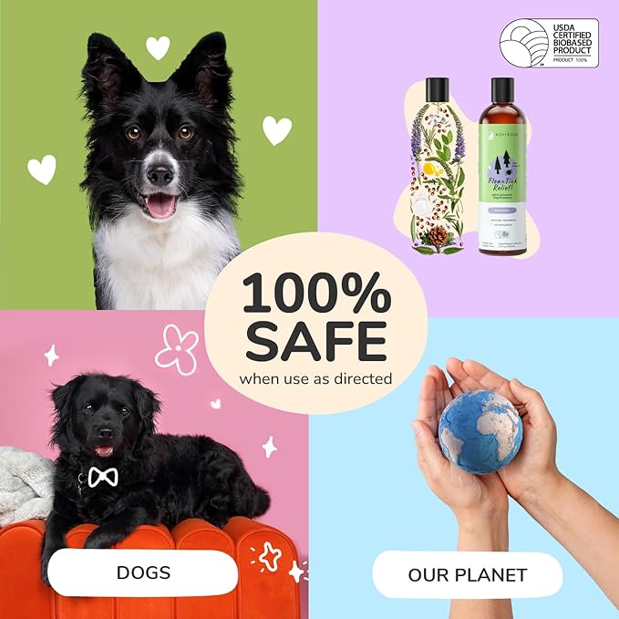 kin+kind Flea and Tick Shampoo for Dogs Vet Formulated - Plant Powered, Safe and Effective Dog Shampoo with Coconut and Olive Oil - Lavender Scent - Prevent Fleas and Ticks - Made in USA 12 fl oz