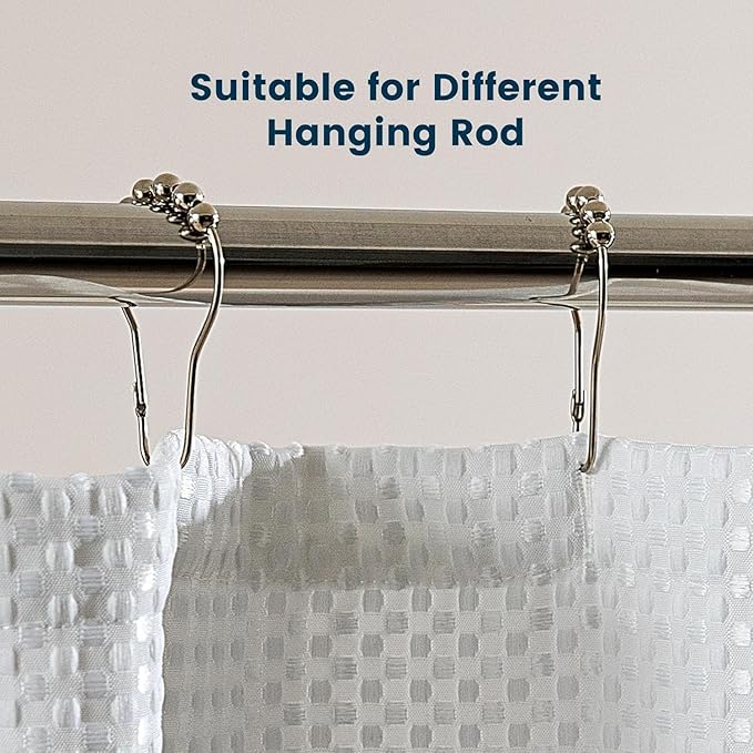 SLEEP ZONE Shower Curtain Liner, Waffle Shower Curtains for Bathroom, Heavy Duty Thick Fabric Shower Curtains - 285GSM Luxury Weighted Polyester Bath Curtain, 72" × 72" (Pure White)