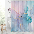 Gibelle Extra Long Shower Curtain 72 x 84, Tall Abstract Marble Shower Curtain, Pink Turquoise Modern Ink Art Waterproof Fabric Shower Curtain Set with Hooks