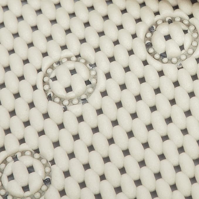 Bathtub Mat Non Slip Ivory 36” X 17” Shower Mat Soft Foam Bath Mats for Bathroom Tub, Bathtub Mat with Drain Holes, Suction Cups, Shower Mat Non Slip