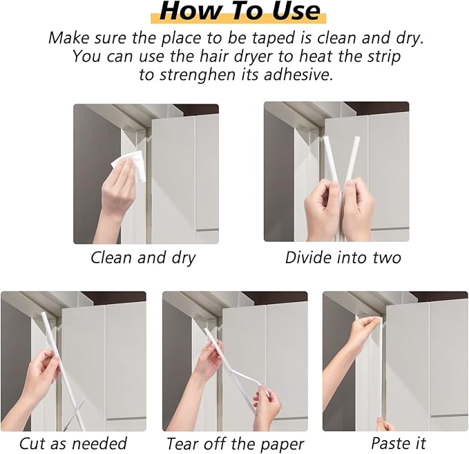 SUNMON Weather Stripping Door Seal, D-Type Strip Weather Stripping Seal Strip for Doors/Windows, Soundproofing Weatherstrip Gap Collision Avoidance 52 Feet (White