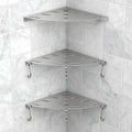 XIHLZYEH Corner Shower Shelves, 3 Pack 304 Stainless Steel Shower Shelf with 6 Hooks 40 lbs Heavy Duty, Rustproof Wall Mounted Organizer for Bathroom Drilling Installation(Silver)