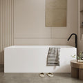 67" Acrylic Free Standing Bathtub, White Contemporary Soaking Tub with Chrome Overflow & Drain, Easy to Install Modern Bath Tub
