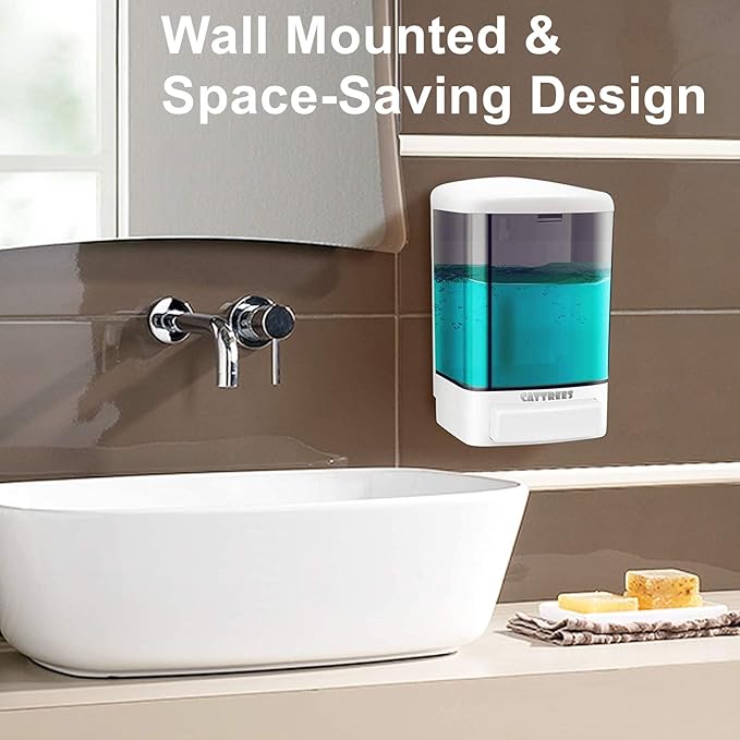 Manual Soap Dispenser Kitchen Bathroom 33.8oz/1000ml Wall Mounted Hand Commercial Soap Dispenser for Liquid Containers Shampoo Gel Chamber Plastic (Black)