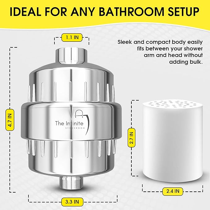 Shower Head Filter for Hard Water | 20-Stage High Output Shower Filter | Removes Chlorine and Fluoride to Help Reduce Dry Skin, Dandruff, and Hair Damage