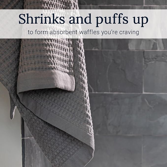GILDEN TREE Waffle Hand Towels for Bathroom Quick Dry Large Luxury Lint Free Super Absorbent Cotton Hand Towels Set of 2, Modern Style (Slate)