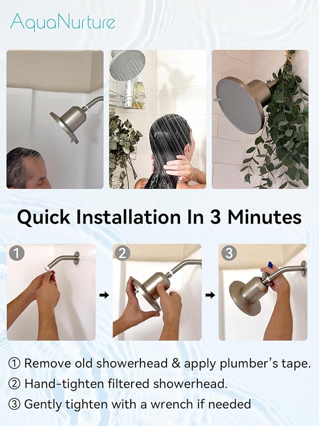 Filtered Shower Head with Filter System, High Pressure 3 Modes 7" Filter Showerhead for Healthier Hair & Skin, Remove Chlorine and Heavy Metals For Hard Water,Best Rain Shower Heads 2.5 GPM, Black