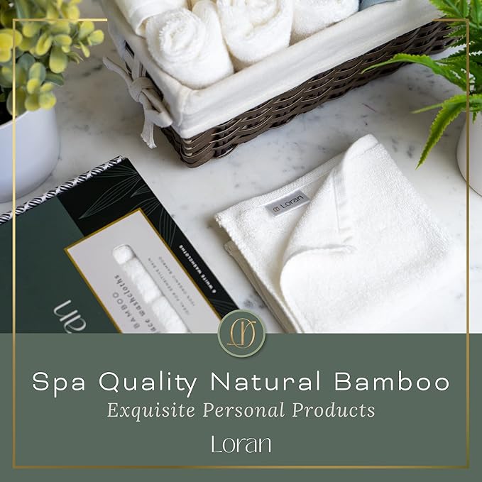 White Washcloths Set of 6 Soft Facial Cloths 10” x 10” 100% Viscose Derived from Bamboo Spa-Like Feel Silky Face Cloth for Skin Cleansing