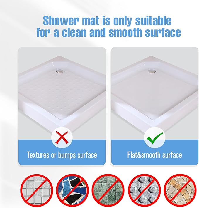 Shower Mat Non-Slip Bath Mat for Tub and Shower Stall,200+ Suction Cups with Drain Holes, Quick Dry Machine Washable, Extra Grip for Elderly and Baby, Bathroom Essentials 24x24 Inch (Light Brown)