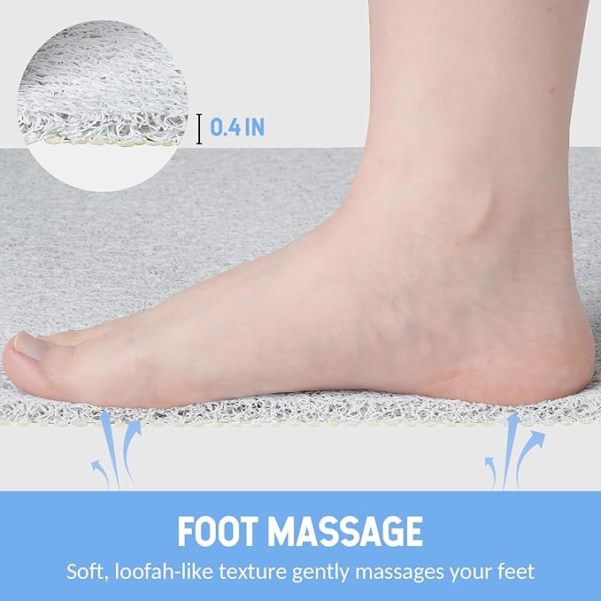 Non-Slip Bathtub Mat, Anti Slip Shower Mat, Fast Drying Bathtub Mats, Foot Scrubber Mat, Anti Slip Mat for Tub, Floor, Bathroom, Kitchen, Home, Hotel (White 32"×17")
