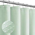 Gibelle Small Stall Shower Curtain 36 x 72, Narrow Half Waffle Weave Textured Fabric Shower Curtain for Bathroom, Water Repellent, Machine Washable, Mint Green