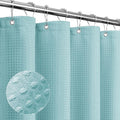 Gibelle Extra Long Shower Curtain 72 x 84, Tall Waffle Weave Textured Fabric Shower Curtain for Bathroom, Water Repellent, Machine Washable, Teal