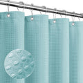 Gibelle Small Stall Shower Curtain 36 x 72, Narrow Half Waffle Weave Textured Fabric Shower Curtain for Bathroom, Water Repellent, Machine Washable, Teal