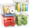 theaoo Clear Storage Bins with Lids Stackable - Large Plastic Containers for Pantry Organization and Storage - Perfect for kitchen,Fridge,Laundry Room,Bathroom,Garage,Closet,Cabinet Organizer - 4 Pack