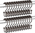 Titanker Shower Curtain Hooks Rings, Rust Resistant Metal Double Glide Shower Hooks Rings for Bathroom Shower Rods Curtains, Set of 24 Hooks - Bronze