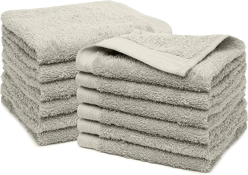 100% Cotton Washcloths Set 13” x 13” | Silver Towels | Set of 18 Ultra Soft and Highly Absorbent Washcloths Sets for Bathroom, Gym, Spa | Machine Washable Face Towel