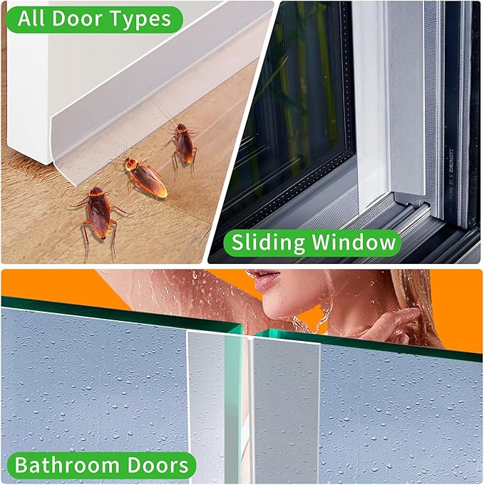 Weather Stripping Silicone Seal Strip, Weather Stripping Door Bottom Seal Strip - House and Glass Shower Doors Silicone Sealing for Door and Windows Gaps of Collision and Side, (Transparent) 25MM…