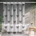 Clear Cute Black Bow Shower Curtain Liner, Plastic Transparent Girly Fancy Shower Curtain, Aesthetic Preppy Shower Curtain Bow Bathroom Decor for Women, 72x78 Shower Curtain Set with Magnets 12 Hooks