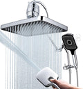 13 Inch Filtered Rainfall Shower Head with Multi-Function Handheld Sprayer Combo, 3-Way Metal Extended Diverter with Holder and Metal Adjustable Curved Shower Extension Arm, Extra Long Hose Chrome