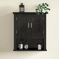 ChooChoo Wood Wall Cabinet with Doors, Medicine Cabinet with Adjustable Shelves Over The Toilet, Hanging Cabinet Wall Mounted for Bathroom, Kitchen, Living Room, Black