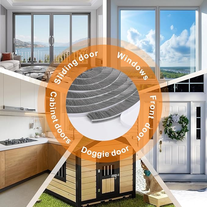 33.3FT Self-Adhesive Weather Stripping Seal for Door Frames and Sliding Windows, Weatherstripping for Soundproofing, Dustproof, Window Insulation for Winter, 0.35'' Wide x 0.2'' Thick, Grey