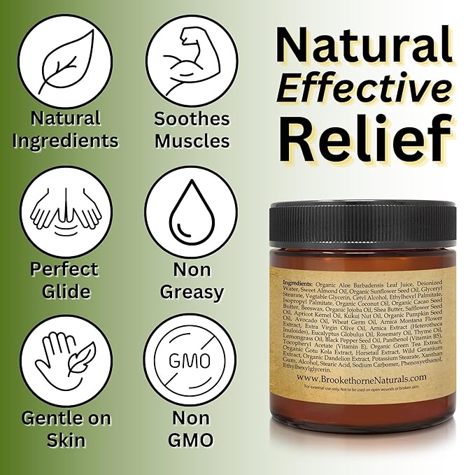 Relief Arnica Cream Natural Lotion for Effective Sore Muscle Relief | Arnica Bruise Cream with Lemongrass & Eucalyptus Essential Oils | Best Massage Lotion for Massage Therapy – 2 Pack