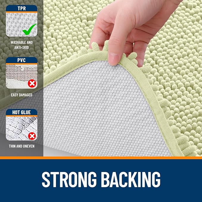 OLANLY Bathroom Rugs 30x20, Extra Soft Absorbent Chenille Bath Rugs, Rubber Backing Quick Dry, Machine Washable Bath Mats for Bathroom Floor, Tub and Shower, Home Decor Accessories, Vanilla
