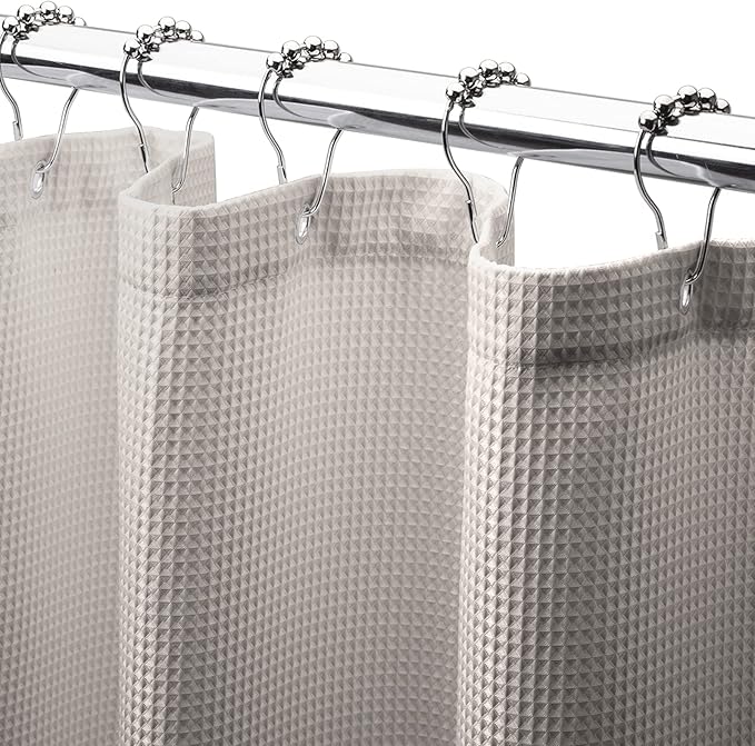 AmazerBath Waffle Shower Curtain 78 Inches Long, Khaki Shower Curtain Fabric Heavy Duty 240GSM, Hotel Quality Bathroom Shower Curtains Tan, Hooks not Included, 72 x 78 Inches