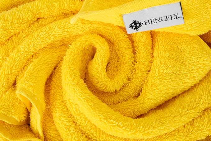 Hencely Luxury Hand Towel - Set of 2 (16x28 Inches) - Soft Turkish Cotton, Absorbent, Quick-Drying Face, Body, Kitchen, and Bathroom Towel (Hand Towels 2 Pack, Yellow)
