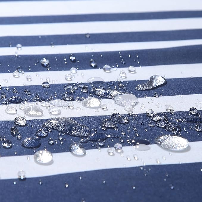 Blue Shower Curtain, Modern Navy Blue and White Stripe Waterproof Polyester Shower Curtains for Bathroom, 72x72 Inches