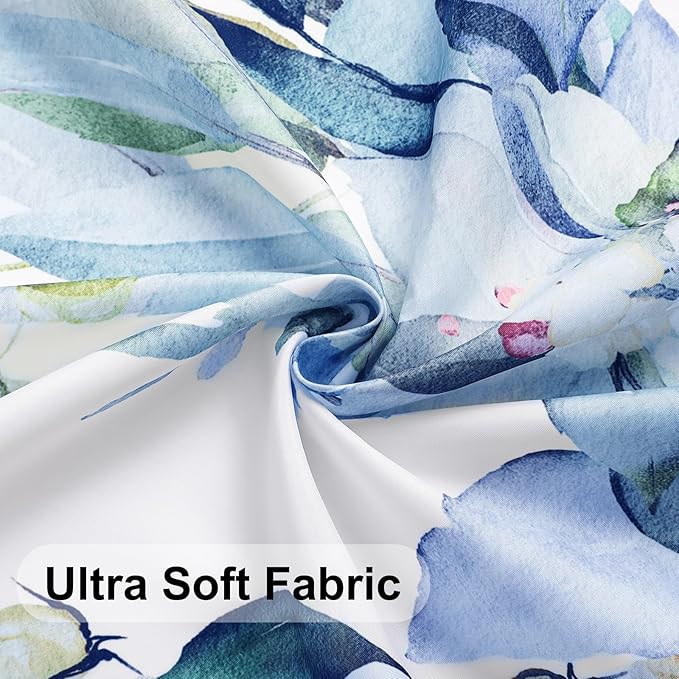 Colorful Star Blue Eucalyptus Waterproof Shower Curtain Set with Hooks, Minimalist Watercolor Floral Print Bathroom Décor, Plant Leaves Washable Fabric Shower Curtain, 36 x 72 Inch