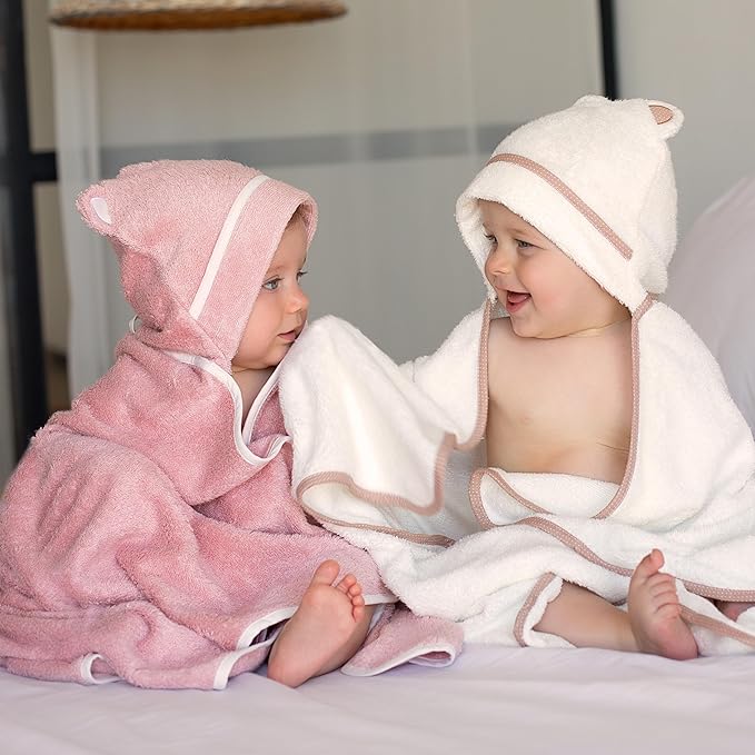 Premium Baby Bath Towel - Rayon Made from Bamboo Hooded Baby Towels - Newborn Baby Towel with Hood - Large Hooded Towel for Newborn Infant Boy Girl (Pink)