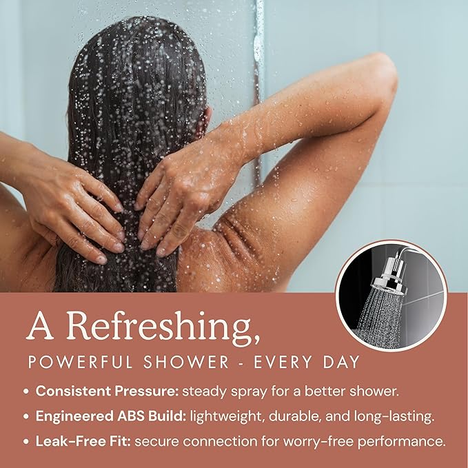 Filtered Shower Head for Hard Water | Reduce Chlorine & Heavy Metals for Improved Skin & Hair Health | High Pressure Water Softener Shower Head [Chrome]