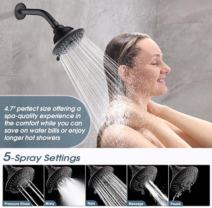 BRIGHT SHOWERS Shower Faucet Set, Shower Heads System with Rainfall Shower Head and Handheld Showerhead Combo, Shower Valve and Trim Kit, Wall Mounted Shower Holder and Shower Hose, Oil-Rubbed Bronze