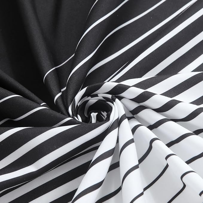 Black Shower Curtain 78 Inches Long, Modern Black and White Gradient Horizontal Stripe Waterproof Polyester Shower Curtains for Bathroom, 72x78 Inches