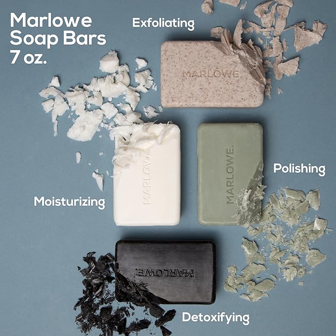 MARLOWE. No. 102 Body Scrub Soap 7 oz (12 Bars), Exfoliating Soap Bar with Shea Butter, Olive Oil & Green Tea Extracts, Cleanses, Smooths & Revitalizes Skin, Original Sage & Fir Scent