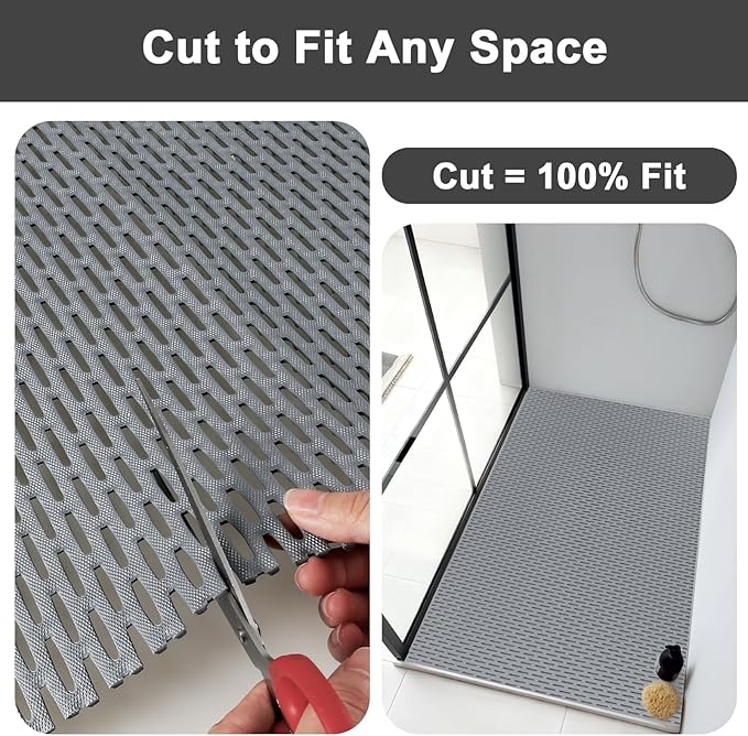 Non Slip Shower Mat: 35"x24" Extra Large Shower Mats for Inside Shower,Trimmable PVC Anti Slip Shower Stall Mats, No Odor, Quick Drying Shower Mats for Floor, Bathroom, Home, Kitchen, Hotel
