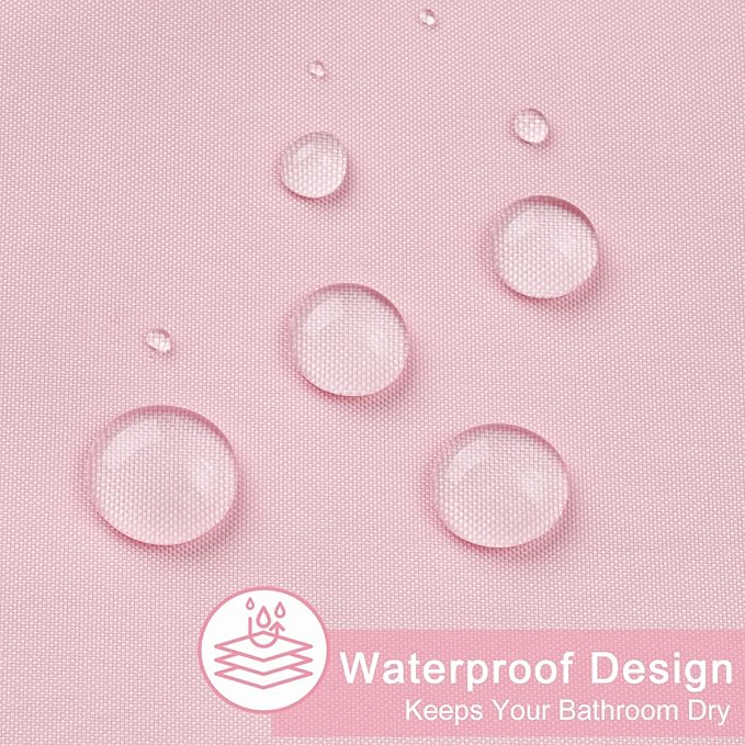 AooHome 36x72 inch Stall Shower Curtain Liner, Polyester Classic Solid Color Shower Curtain with Hooks, Weighted Hem, Waterproof, Pink