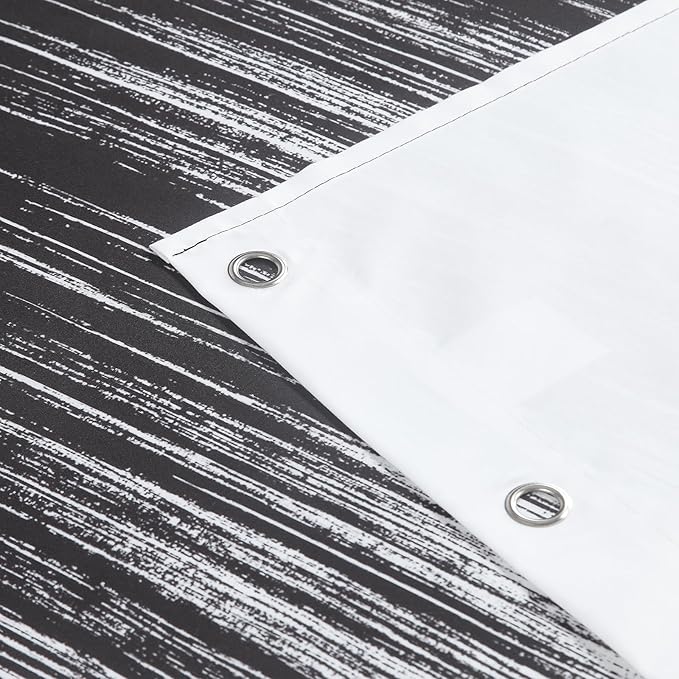 Long Fabric Shower Curtain, Black and White Microfiber Cloth Shower Curtains for Bathroom, Modern Waterproof Bathroom Curtains, 72" W x 78" H