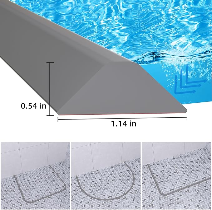 Duzzy 67 Inch Collapsible Shower Water Dam, Shower Threshold Water Stopper Barrier and Retention System and Keeps Water Inside Threshold Dry and Wet Separation, Suitable for Bathroom & Kitchen