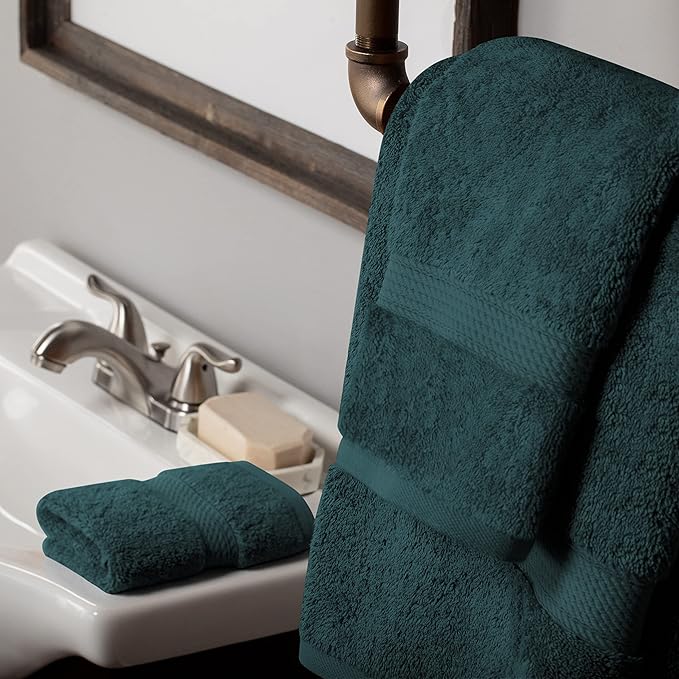 Buckingham Egyptian Cotton 3-Piece Towel Set, Washcloths, Hand Towels, Bath Towels, Teal