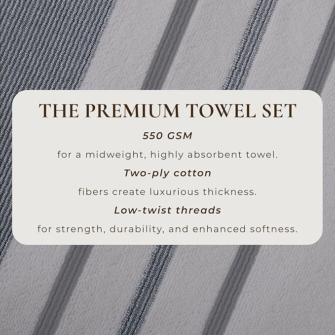 Great Bay Home Decorative Bath Towel Set - Luxury Cotton 4 Pack 54x27 Bath Towel Set - Luxurious, Ultra-Soft, Durable Towels for Bathroom Decor (Grey)