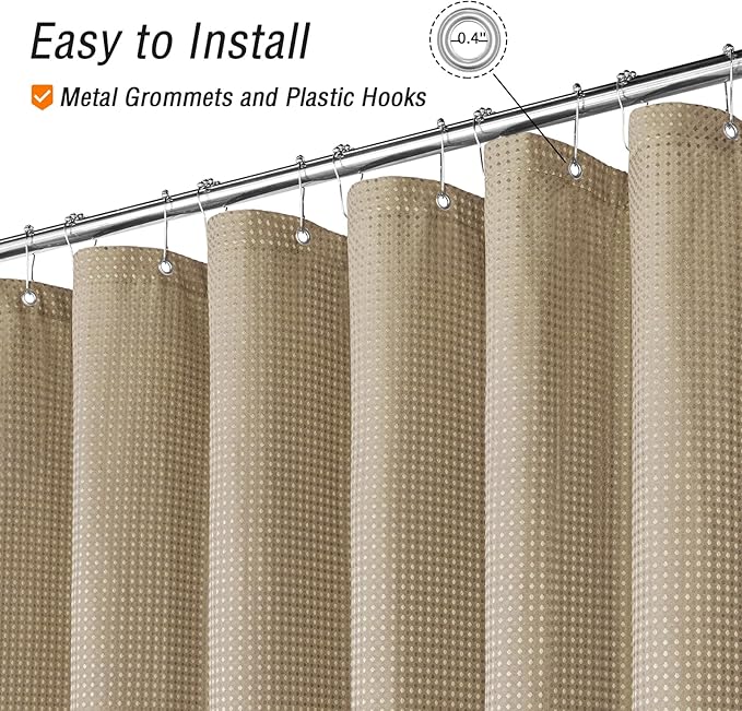 Gibelle Small Stall Shower Curtain 36 x 72, Narrow Half Waffle Weave Textured Fabric Shower Curtain for Bathroom, Water Repellent, Machine Washable, Beige