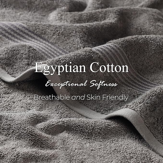 Superior Egyptian Cotton Bath Sheet Set, Oversized Towels for Home Bathroom, Master, Guest Bath, Decor Essentials, Quick Dry, Absorbent, Large Body Towel, Spa, Hotel, Resort, Set of 2, Charcoal